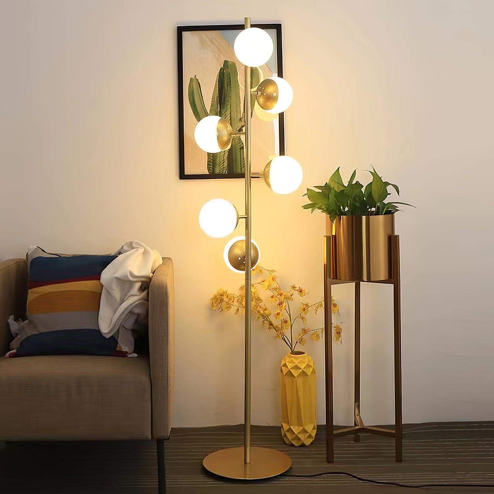 Valentina Moderne Bol LED Vloerlamp Metaal/Glas Wit/Goud Slaap/Woon/Eetkamer
