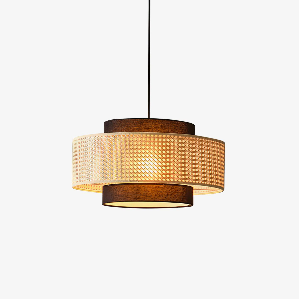 Zerither rotan hanglamp met stoffen kap