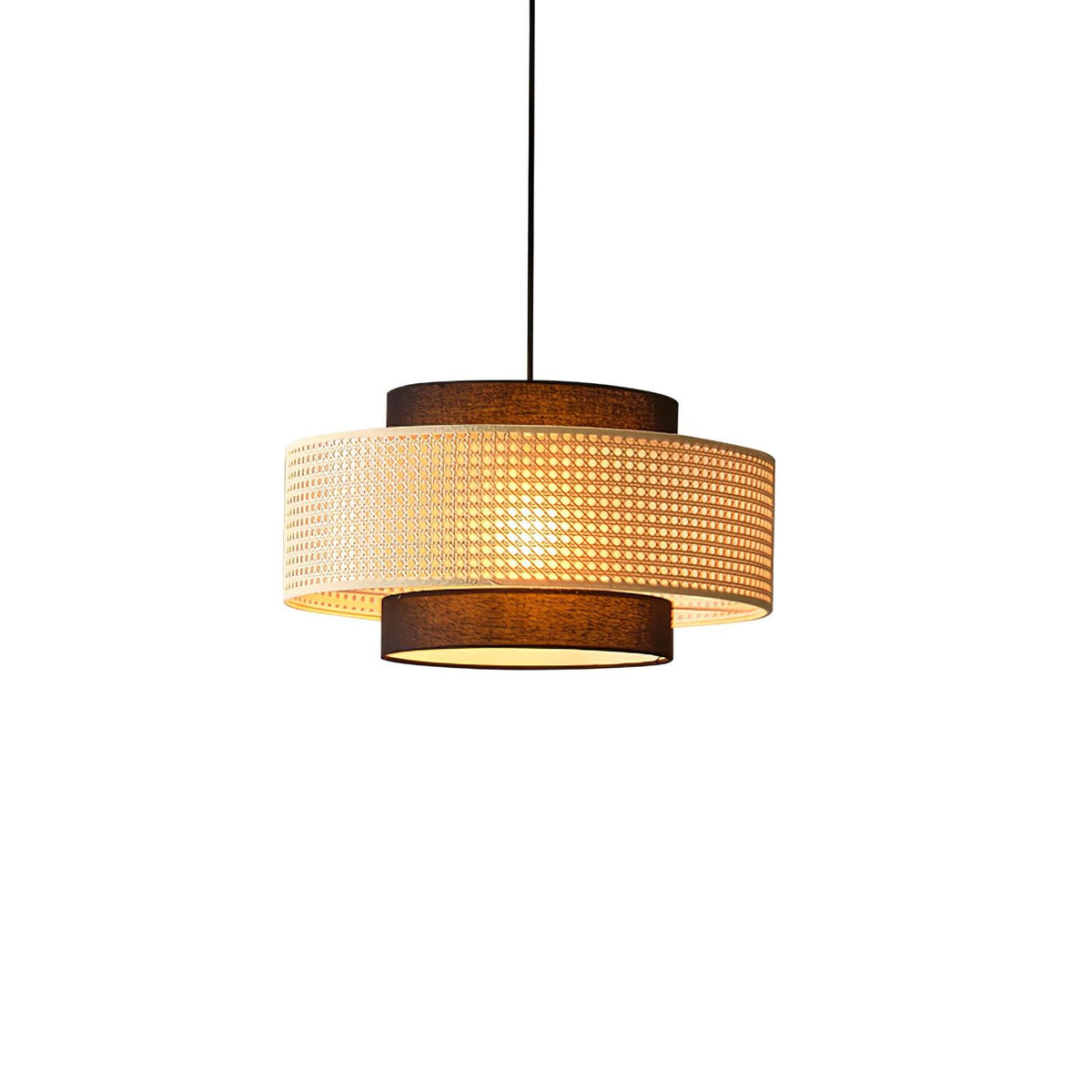 Zerither rotan hanglamp met stoffen kap