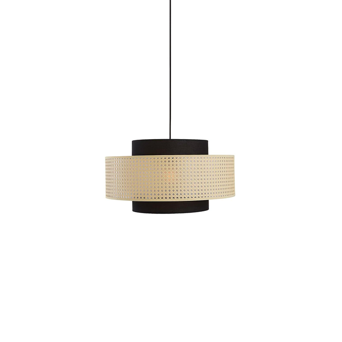 Zerither rotan hanglamp met stoffen kap