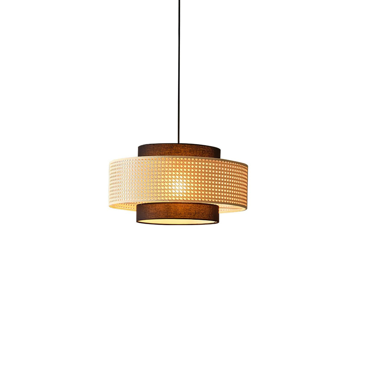 Zerither rotan hanglamp met stoffen kap