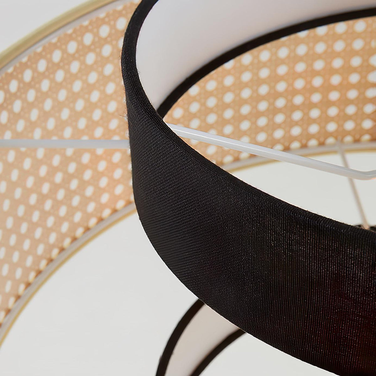 Zerither rotan hanglamp met stoffen kap