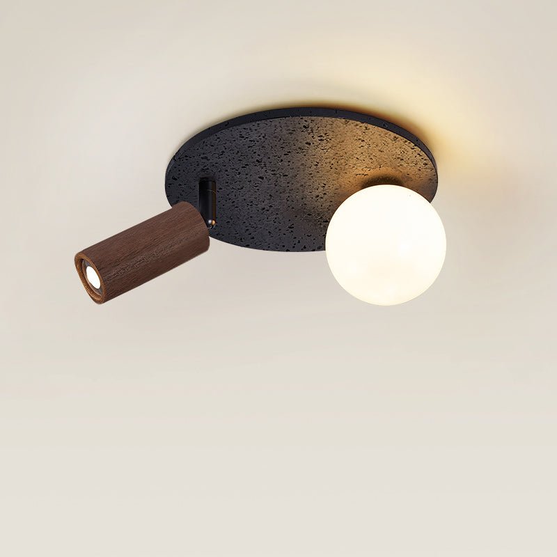 Qule flexibele plafondlamp van zwart travertin