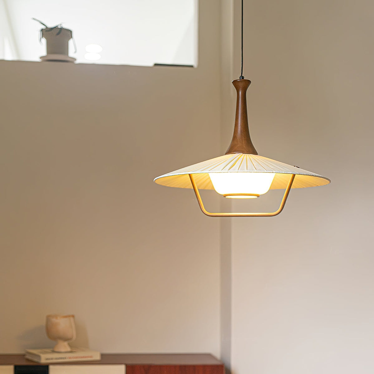 Mydorisra Traditionele klassieke hanglamp van textiel en hout