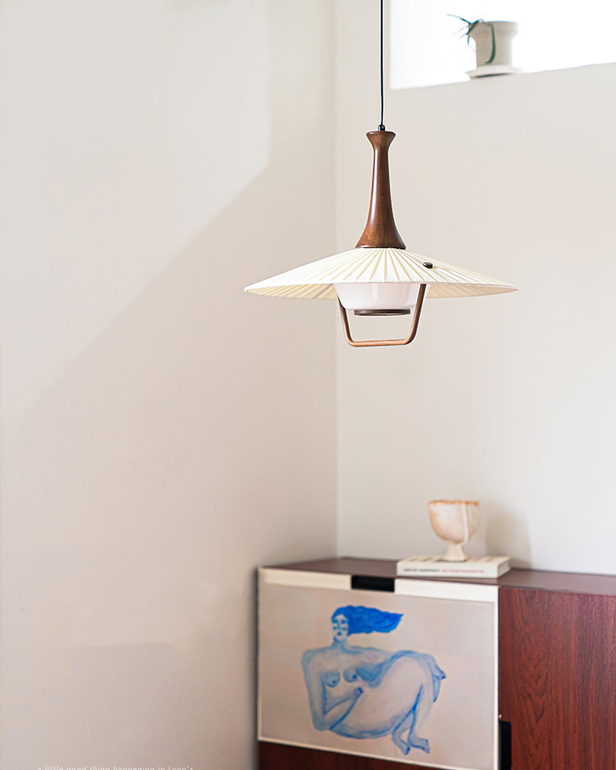 Mydorisra Traditionele klassieke hanglamp van textiel en hout