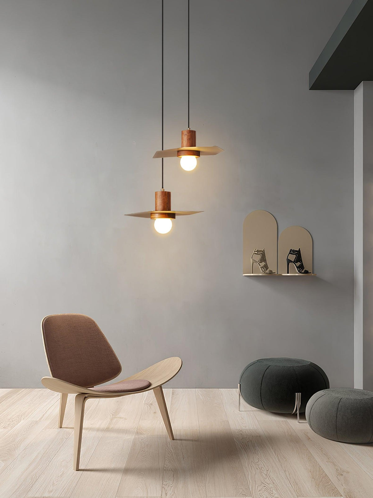 Elvoreria Premium Noordse kunst hanglamp van walnoothout