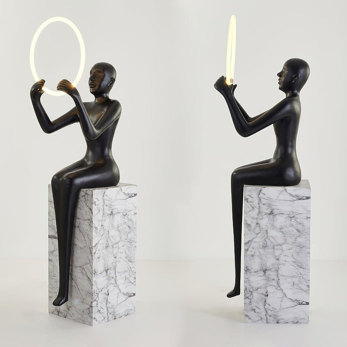 Orelaielle sculpturale vloerlamp in zwart