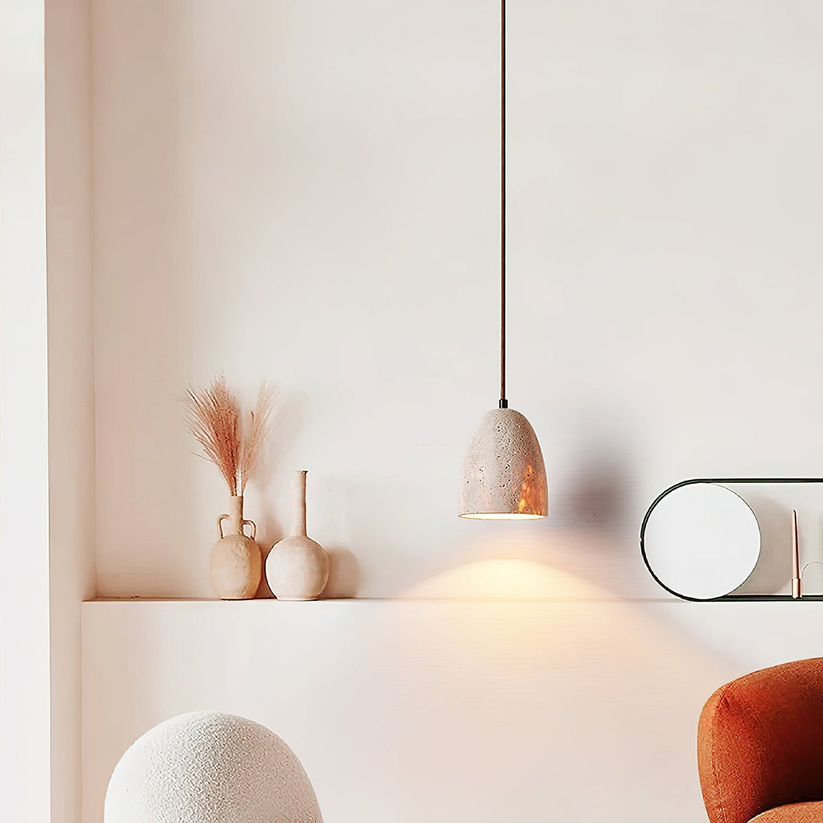 Lildes conische hanglamp van geel travertin