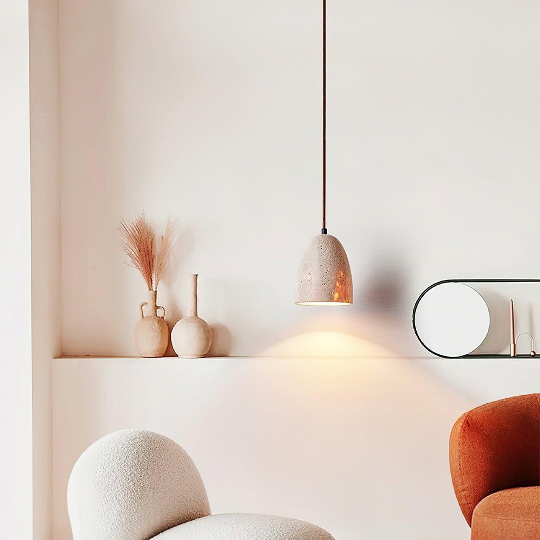 Lildes conische hanglamp van geel travertin