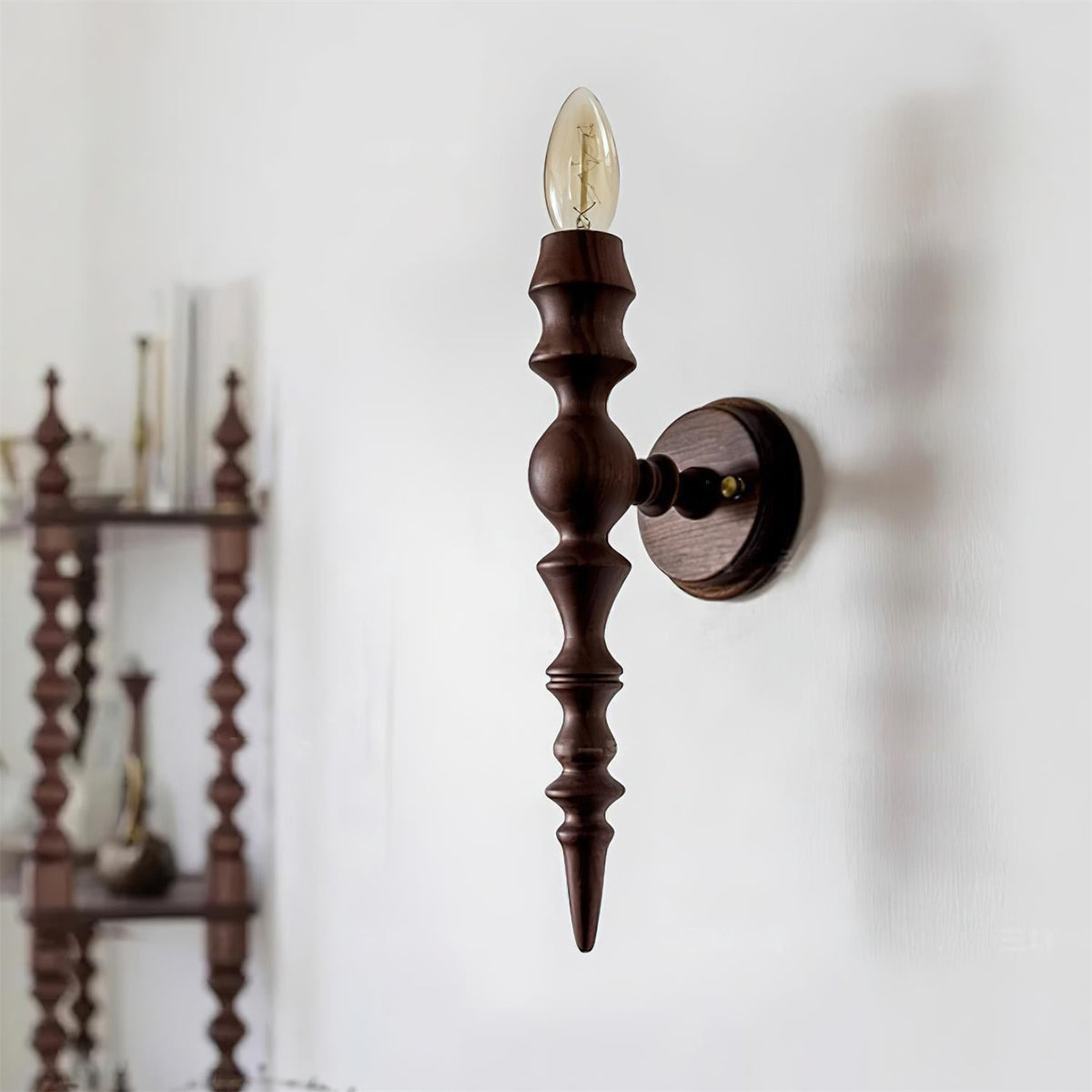 Wandlamp moderne vintage houten behuizing meerdere walnootafwerkingen