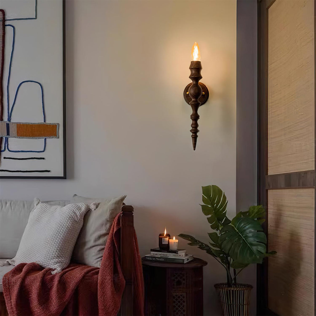 Wandlamp moderne vintage houten behuizing meerdere walnootafwerkingen