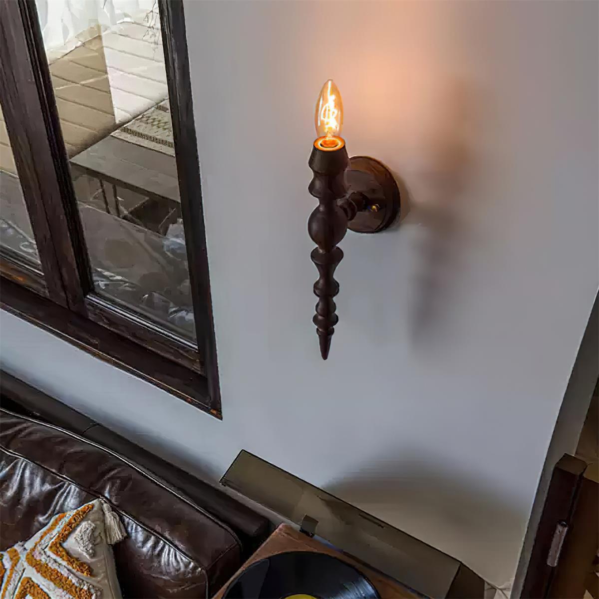 Wandlamp moderne vintage houten behuizing meerdere walnootafwerkingen