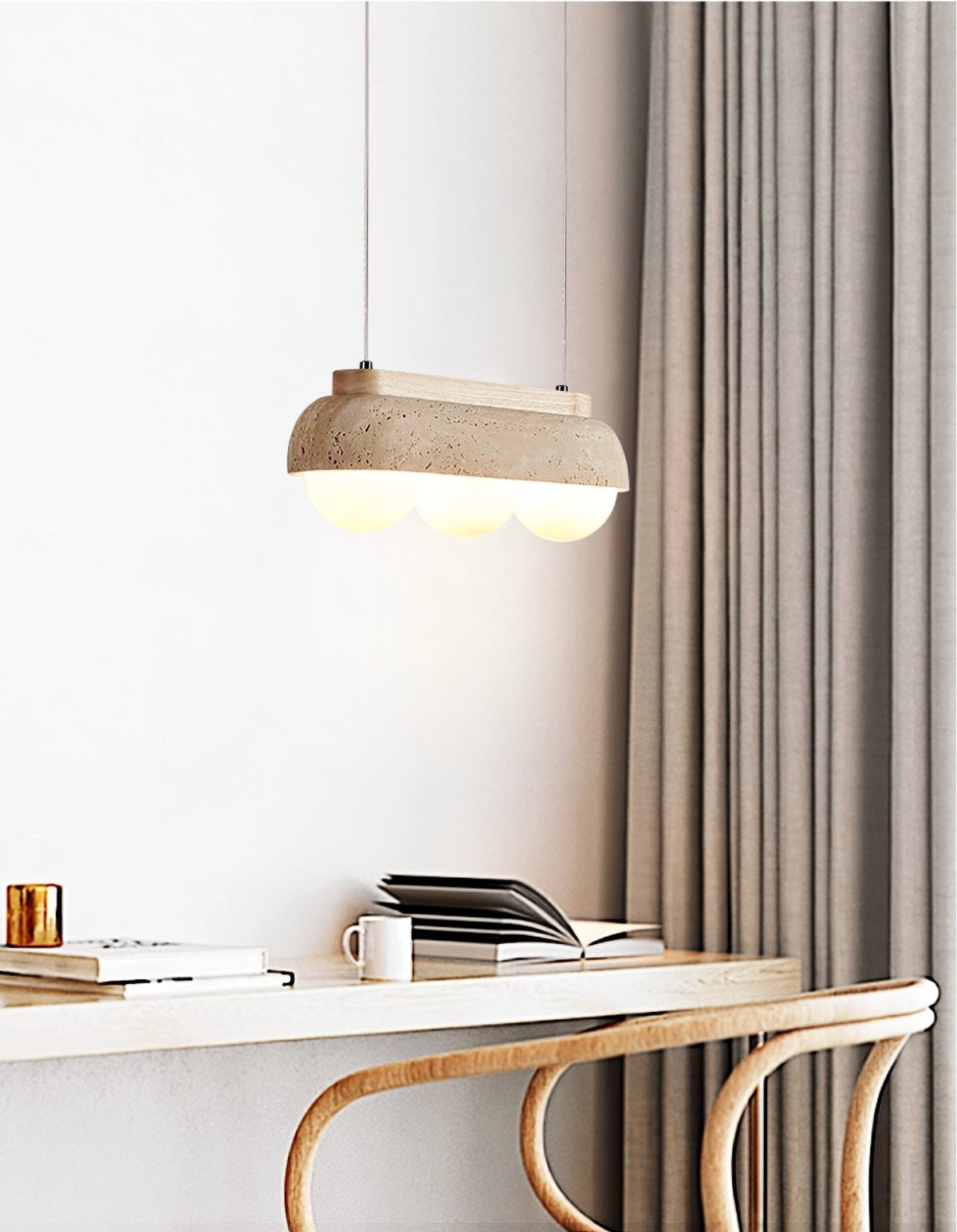 Yeln hanglamp van geel travertin