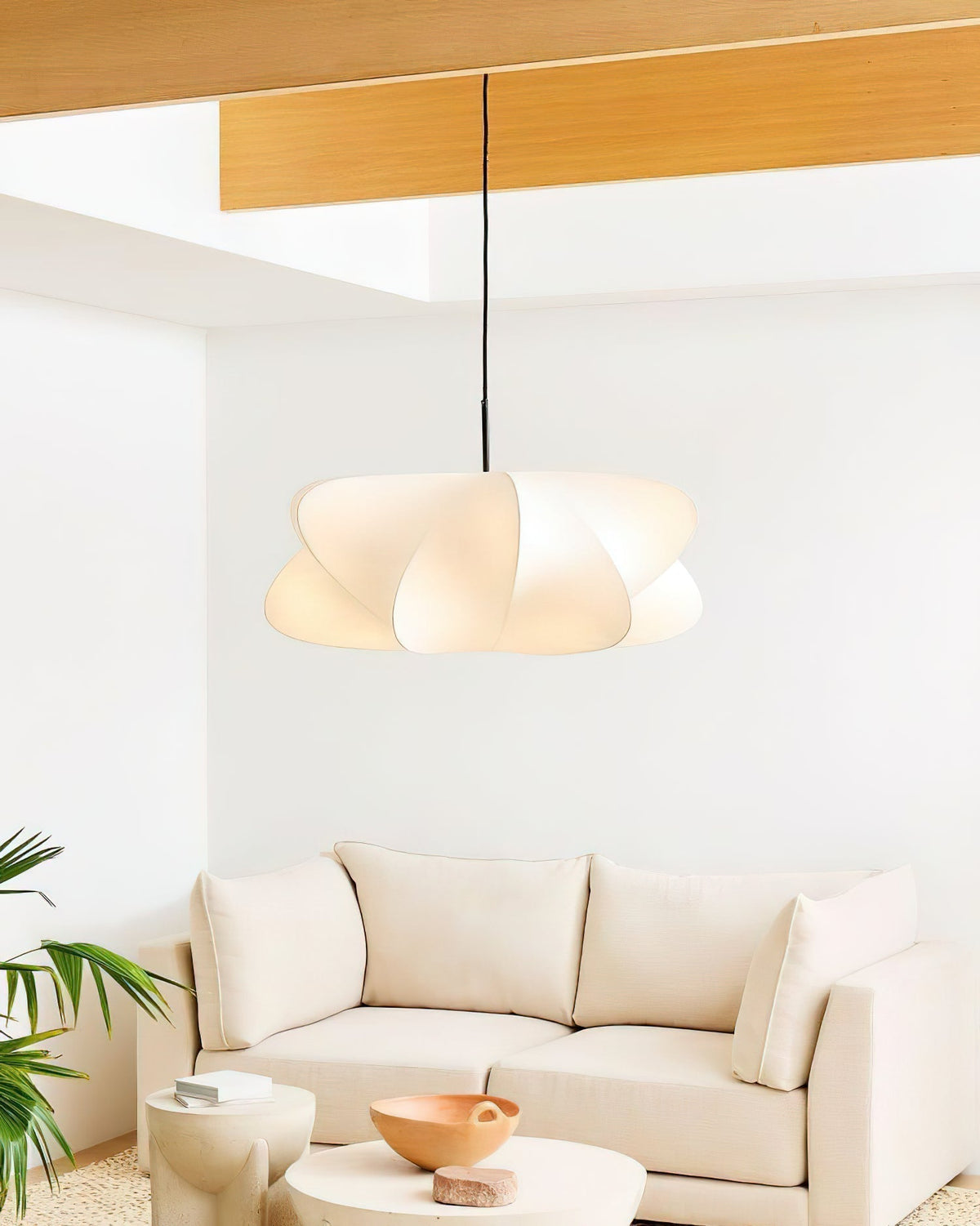 Bibi hanglamp met decoratieve zijden kap