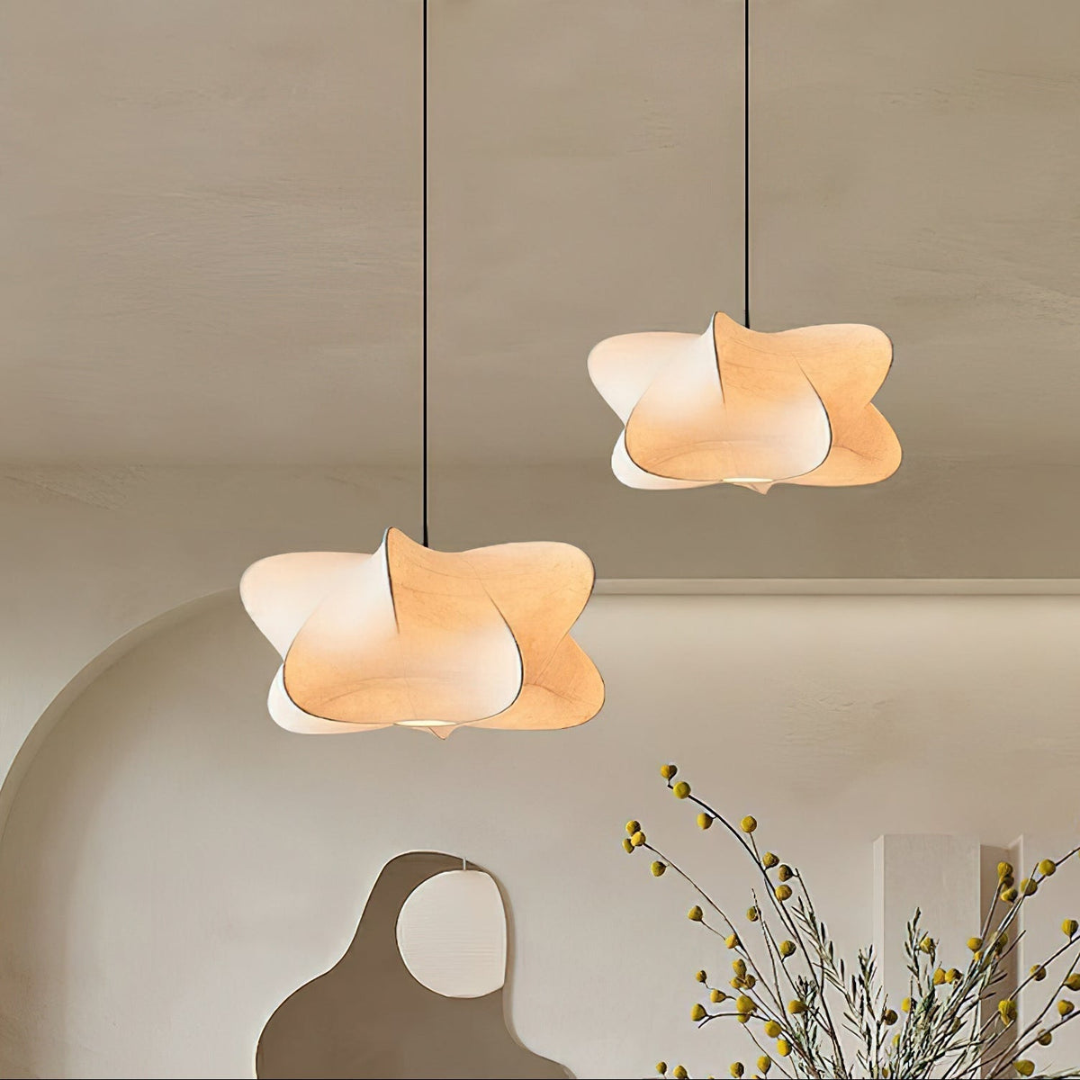 Bibi hanglamp met decoratieve zijden kap