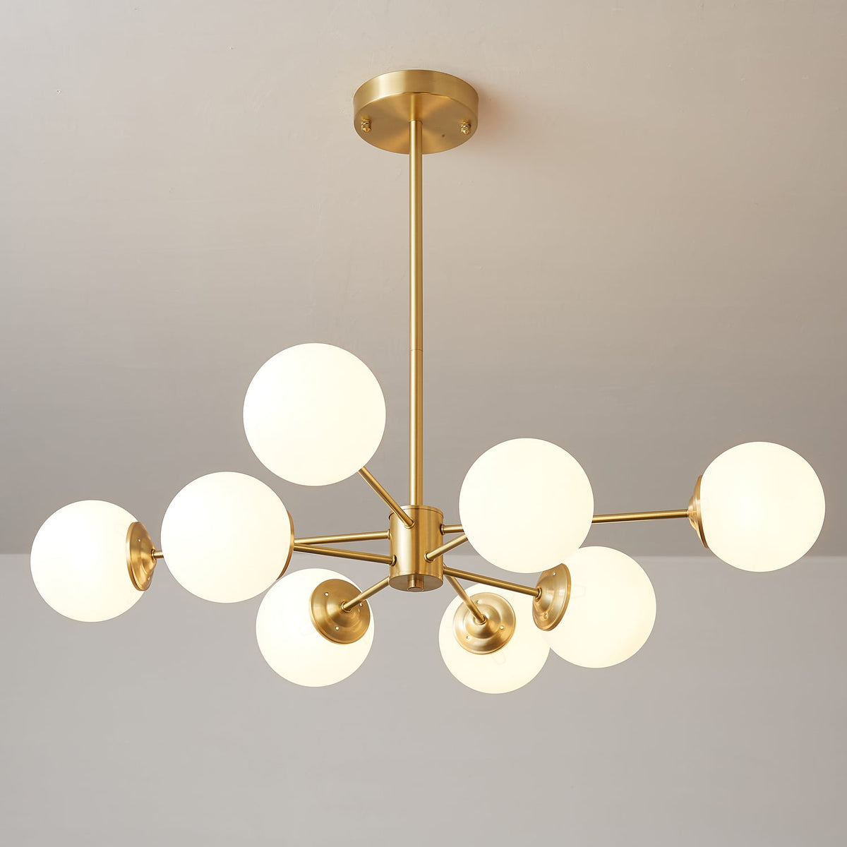 Velirora kroonluchter Elysium messing matglasbollen