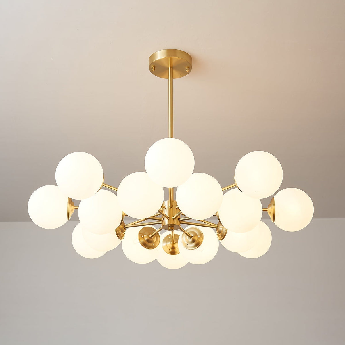 Velirora kroonluchter Elysium messing matglasbollen