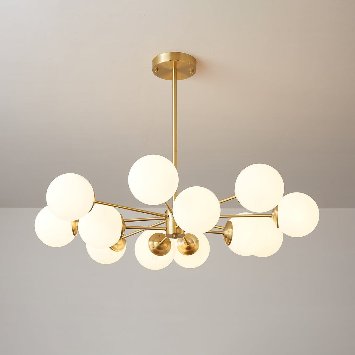 Velirora kroonluchter Elysium messing matglasbollen