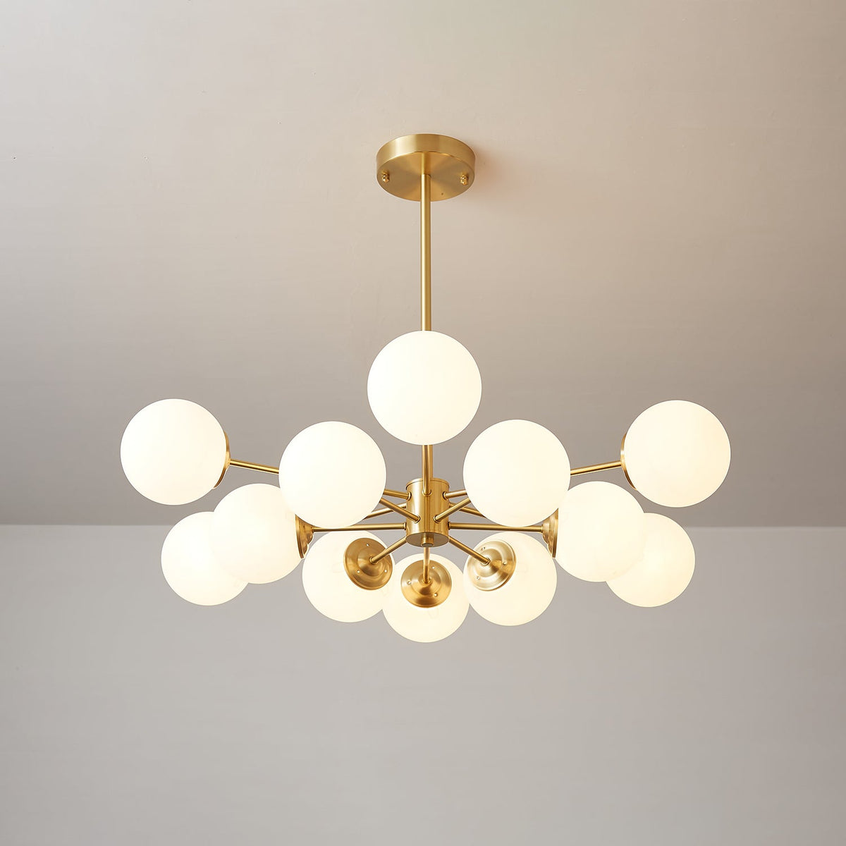 Velirora kroonluchter Elysium messing matglasbollen