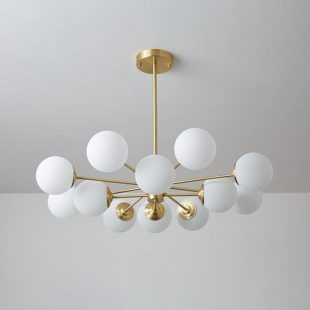 Velirora kroonluchter Elysium messing matglasbollen
