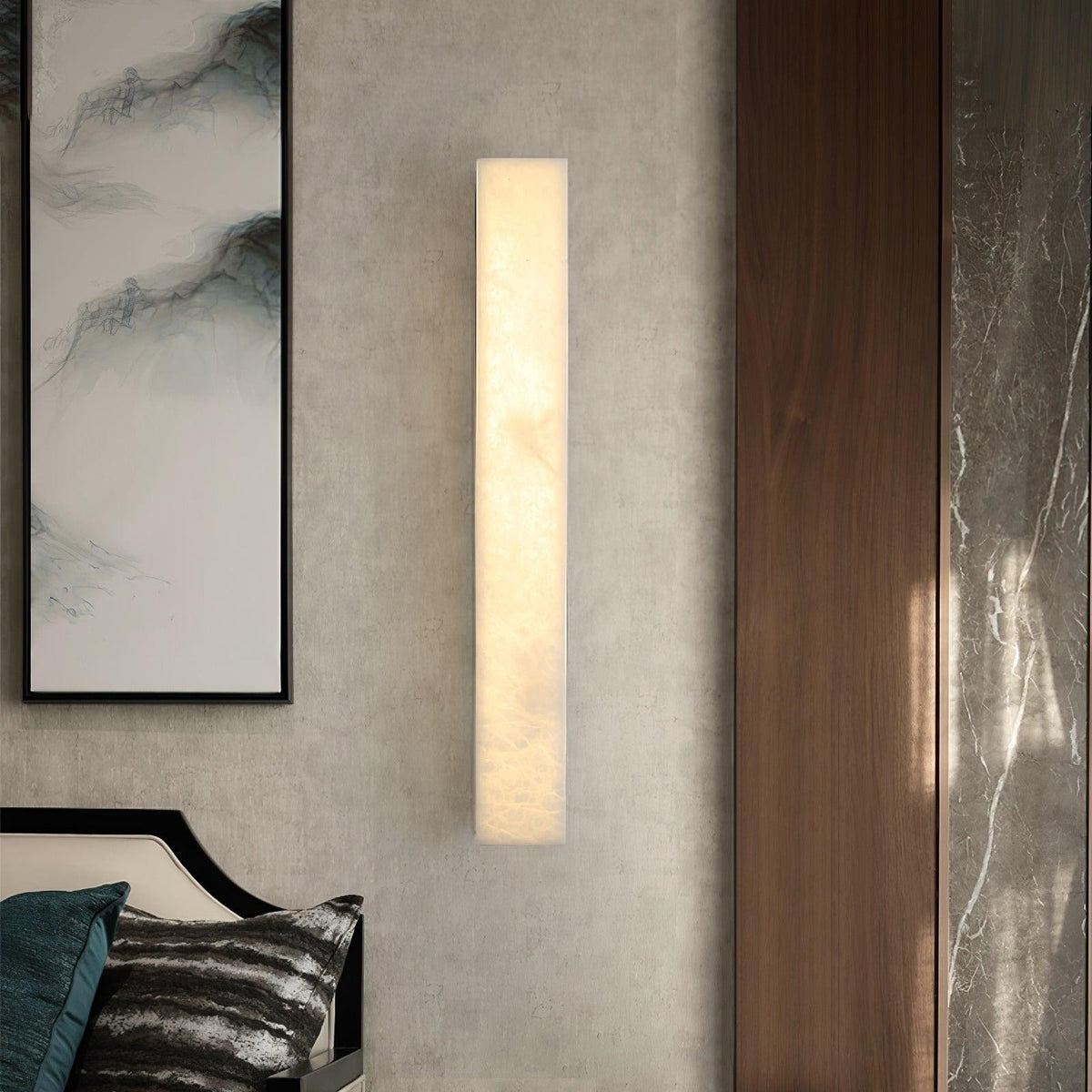 Nivearia Minimalistische wandlamp van albast rechthoekig