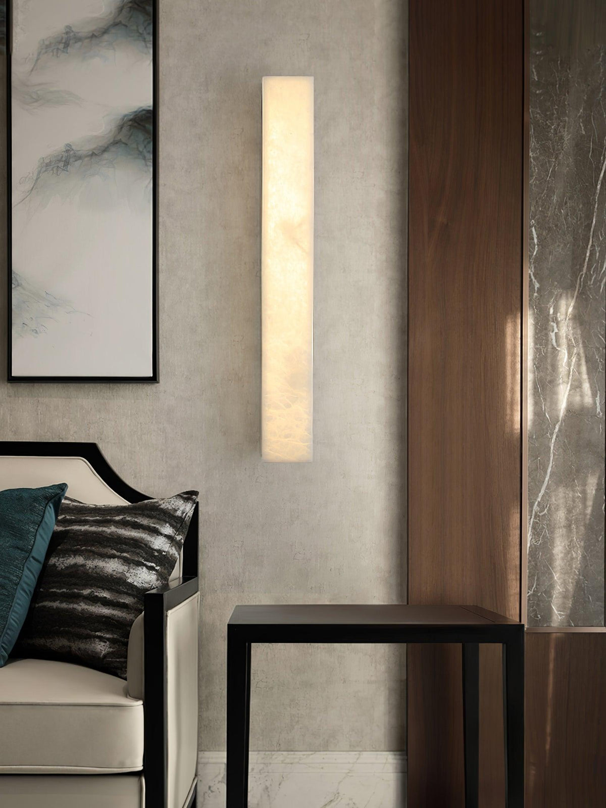 Nivearia Minimalistische wandlamp van albast rechthoekig