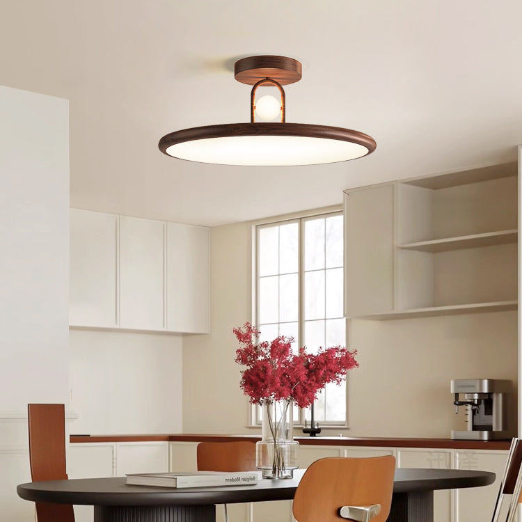 Mirisel Halo Vlakke plafondlamp Houtkleur Metaal