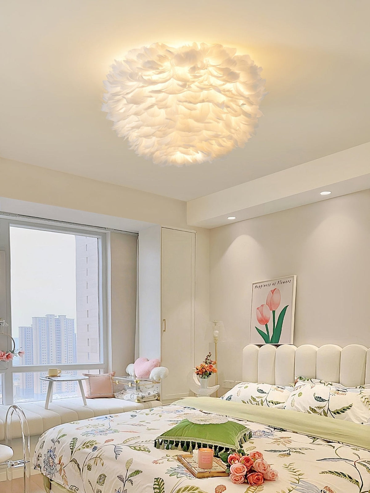 Zalore Premium Noordse kunst plafondlamp met veren