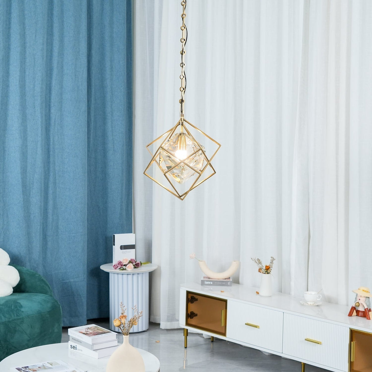 Zovin messing & kristal glamoureus hanglamp
