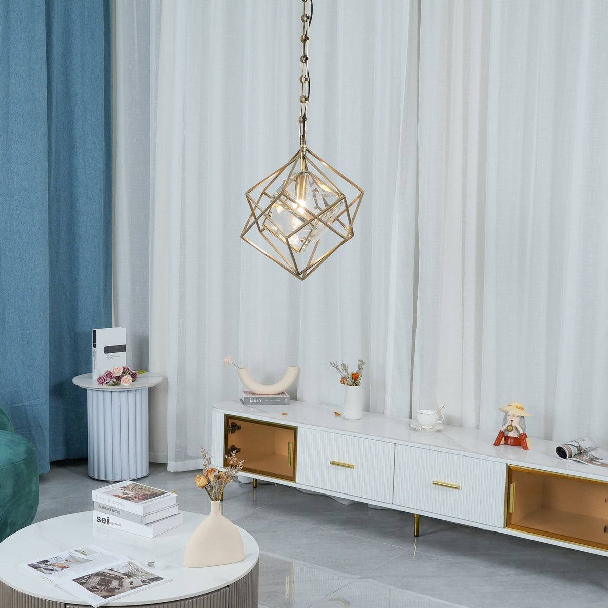 Zovin messing & kristal glamoureus hanglamp