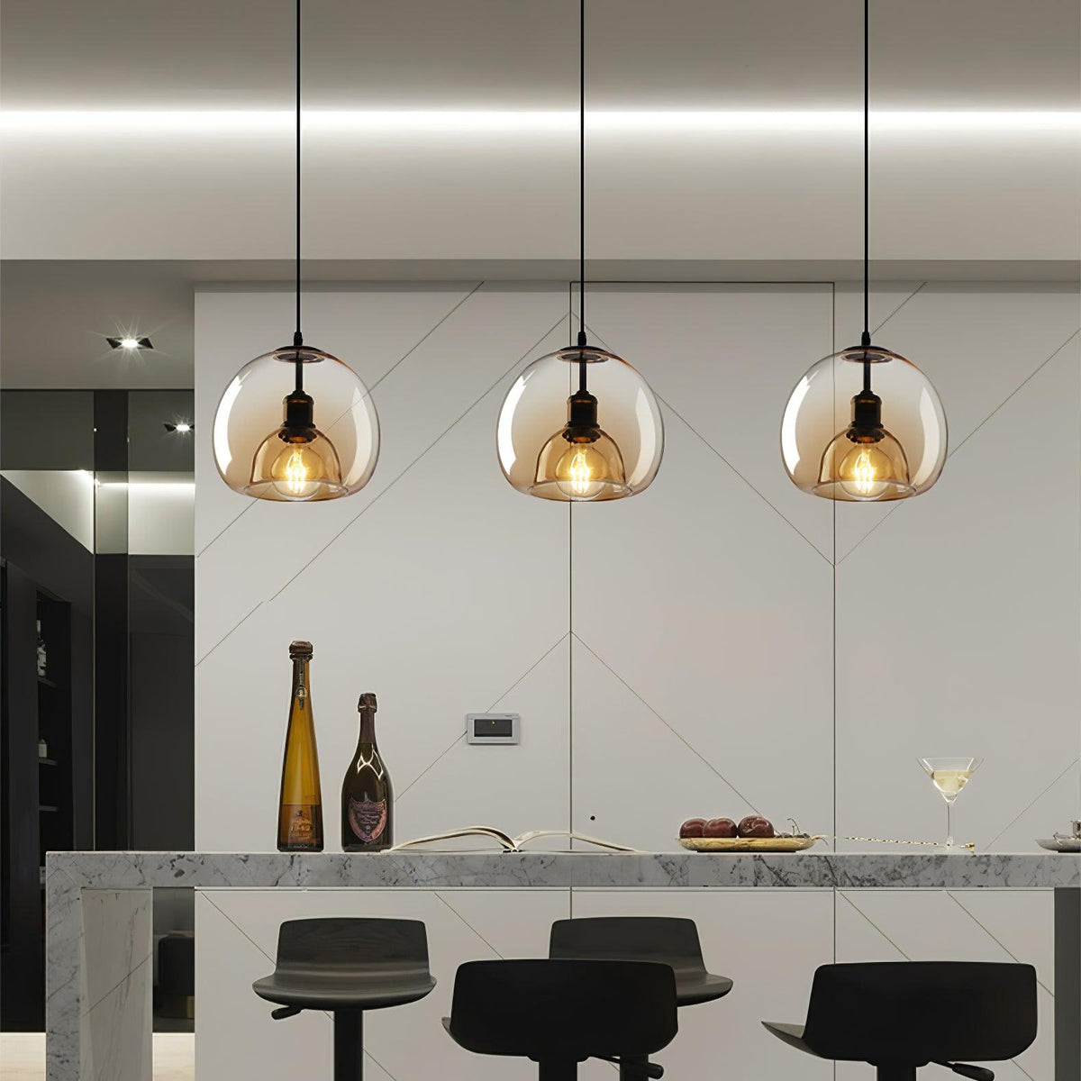 Qev Noordse kunst Pearl glas hanglamp