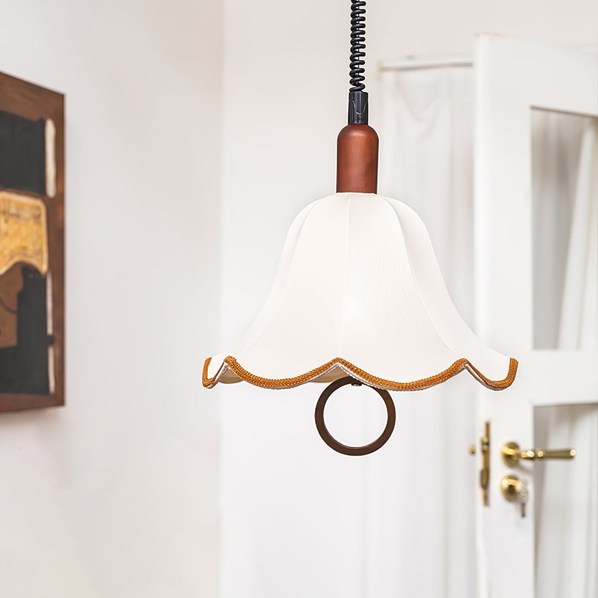Eurvaryra klassieke elegantie hanglamp van textiel en hout