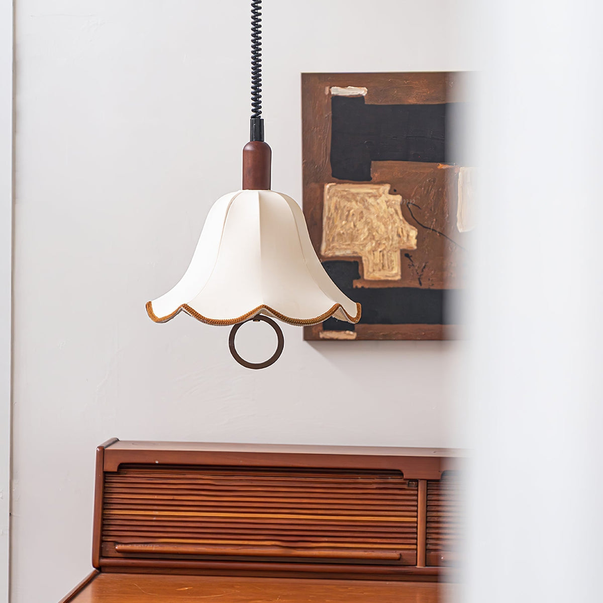 Eurvaryra klassieke elegantie hanglamp van textiel en hout
