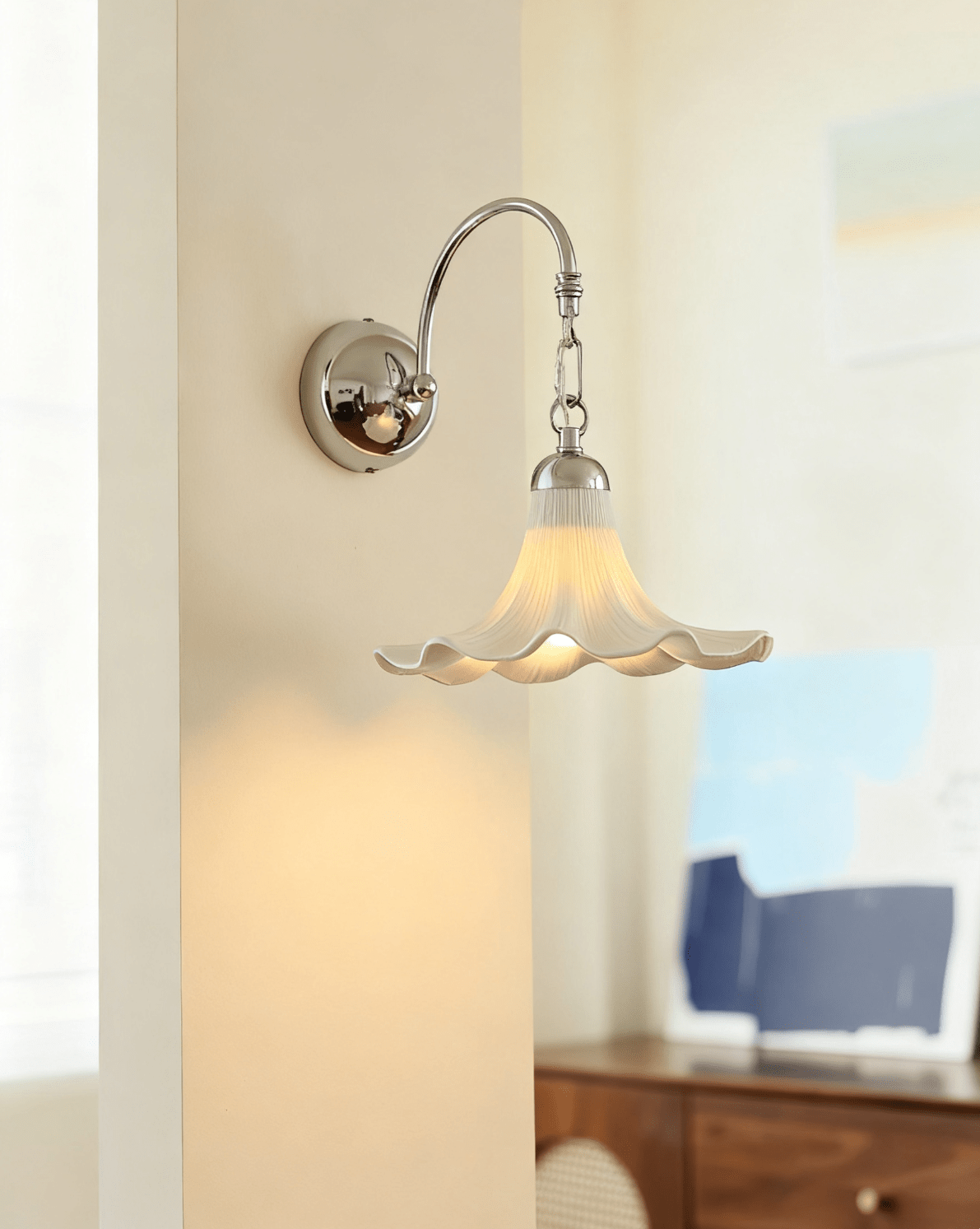Teks bloemblaadje wandlamp