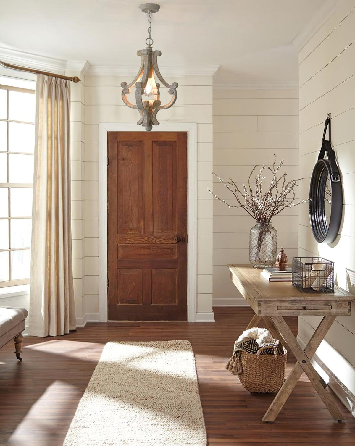 Lavior houten glamoureus hanglamp Old White