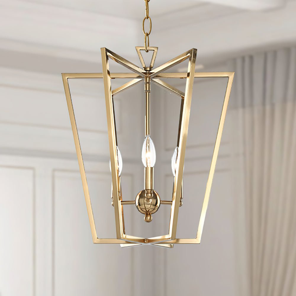Niroxa kroonluchter met lantern frame goudkleurig