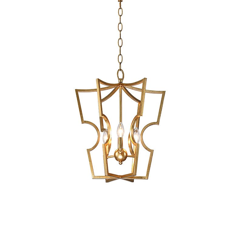 Niroxa kroonluchter met lantern frame goudkleurig