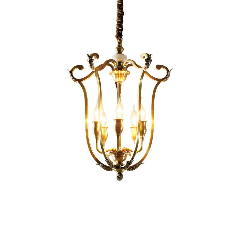 Niroxa kroonluchter met lantern frame goudkleurig