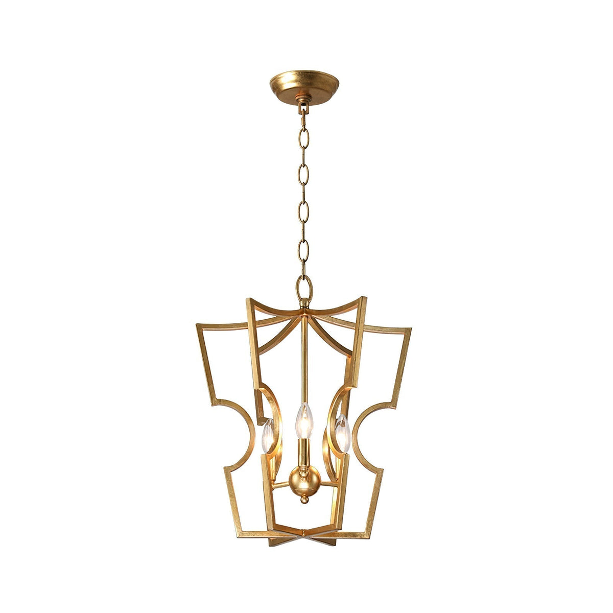 Niroxa kroonluchter met lantern frame goudkleurig