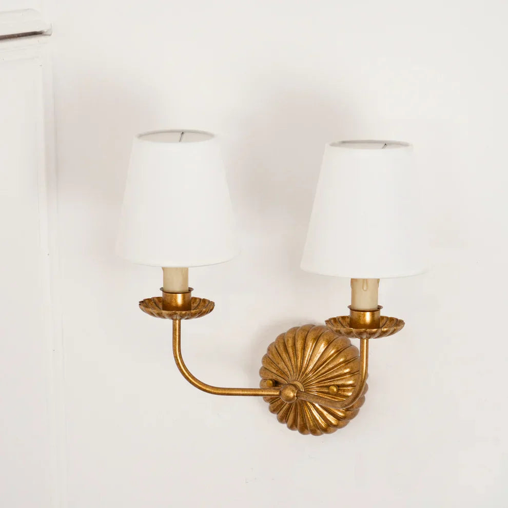 Alessio Vintage Antiek Metaal Stof Wandlamp Lampenkap Hal Woonkamer Slaapkamer