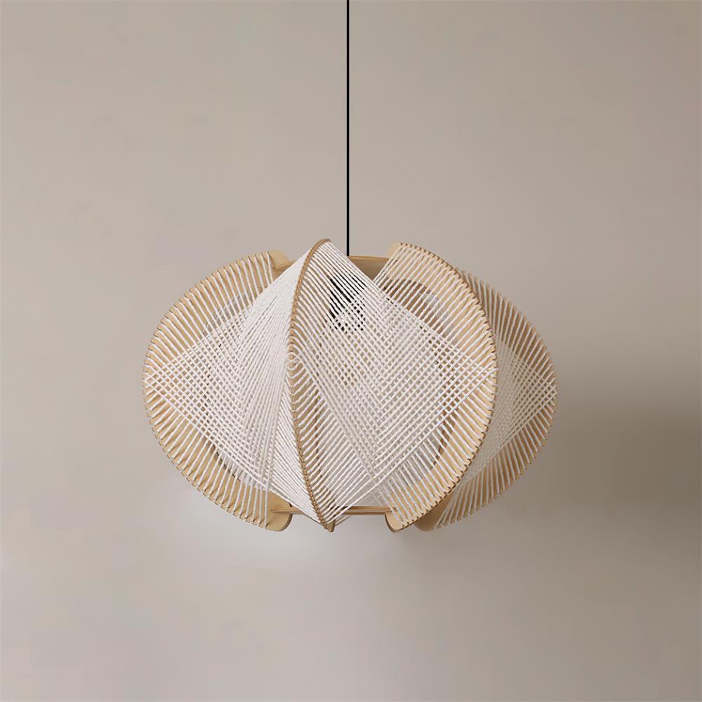 Atel hanglamp van hout en hennepkoord