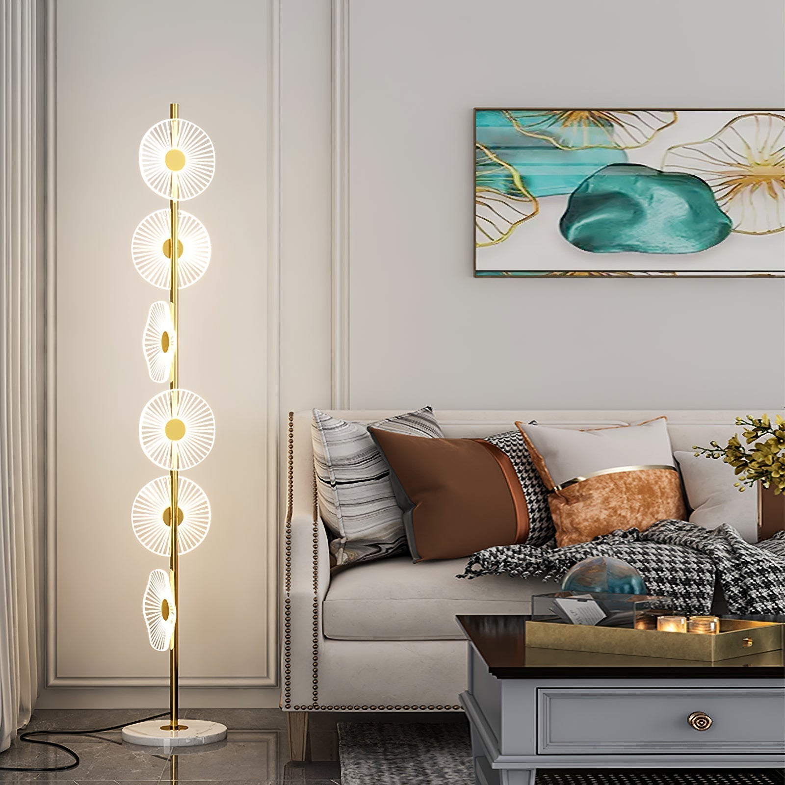 Carins Moderne Design LED Vloerlamp Wit/Goud Metaal Slaapkamer