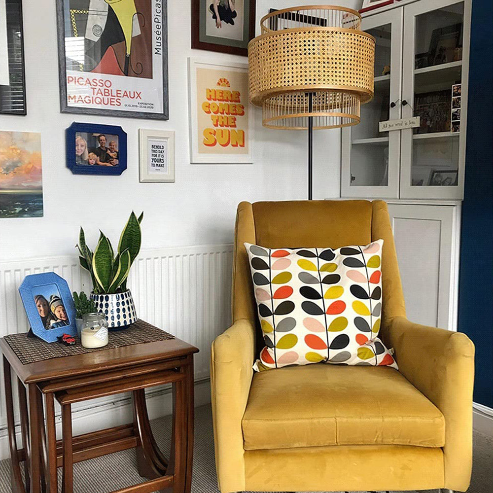Ritta Retro Design LED Vloerlamp Zwart Metaal Rotan Slaapkamer Eetkamer