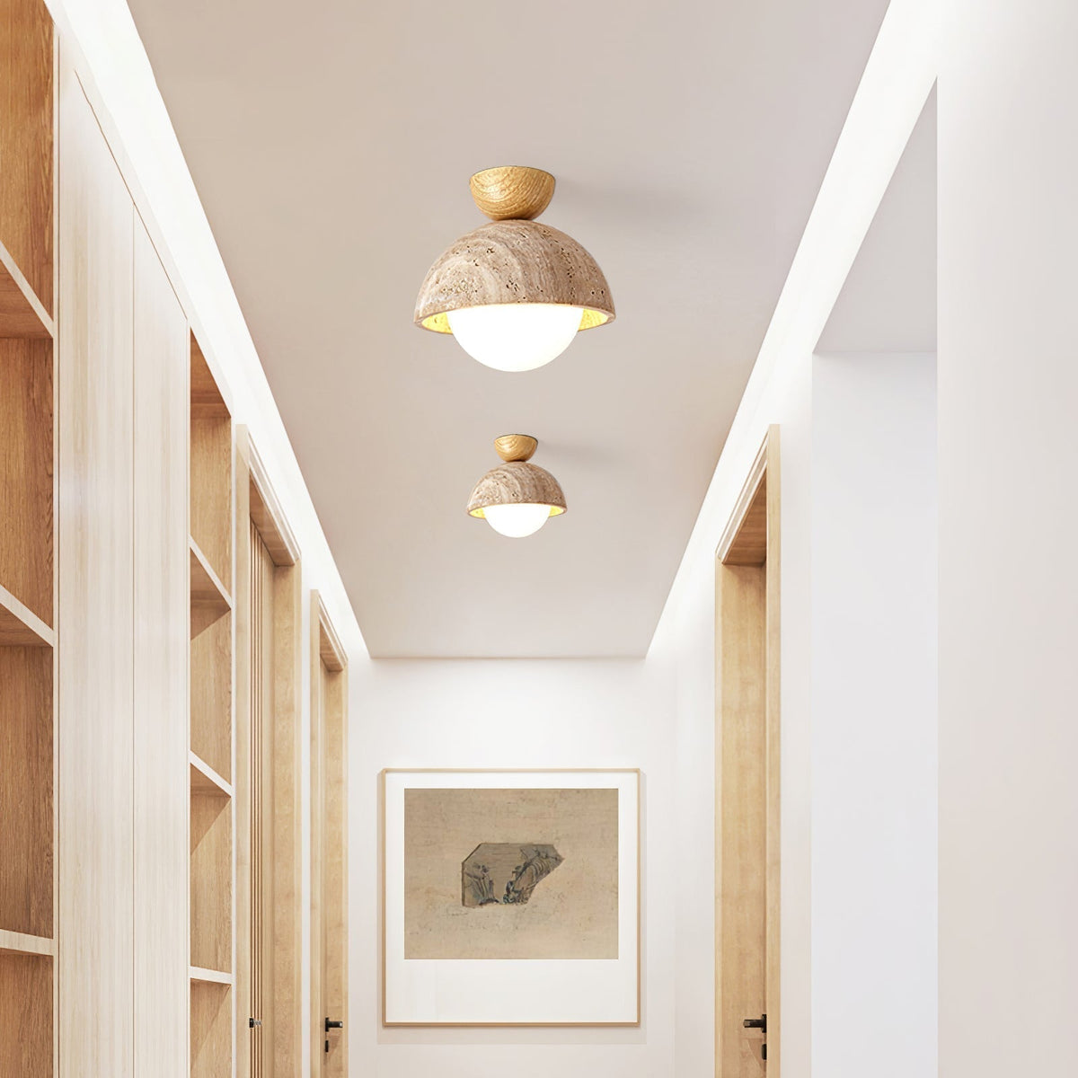 Serireon plafondlamp van geel travertin