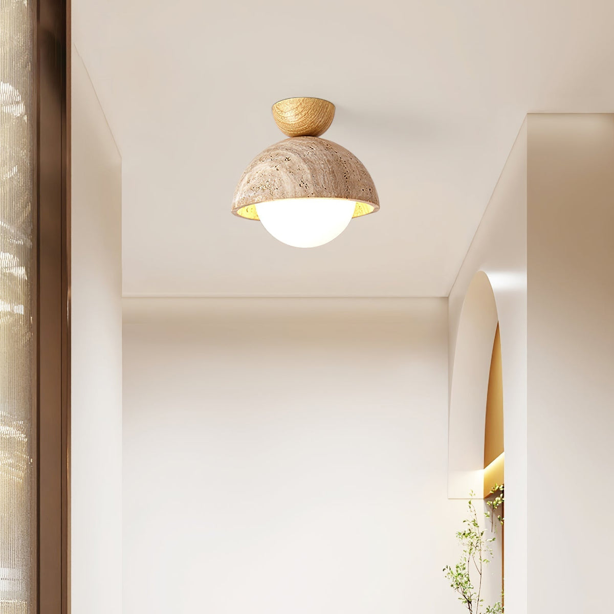Serireon plafondlamp van geel travertin