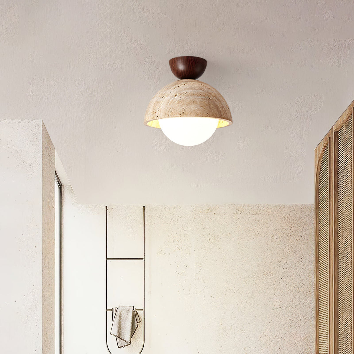 Serireon plafondlamp van geel travertin