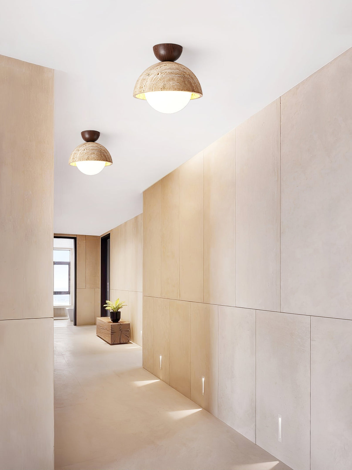 Serireon plafondlamp van geel travertin