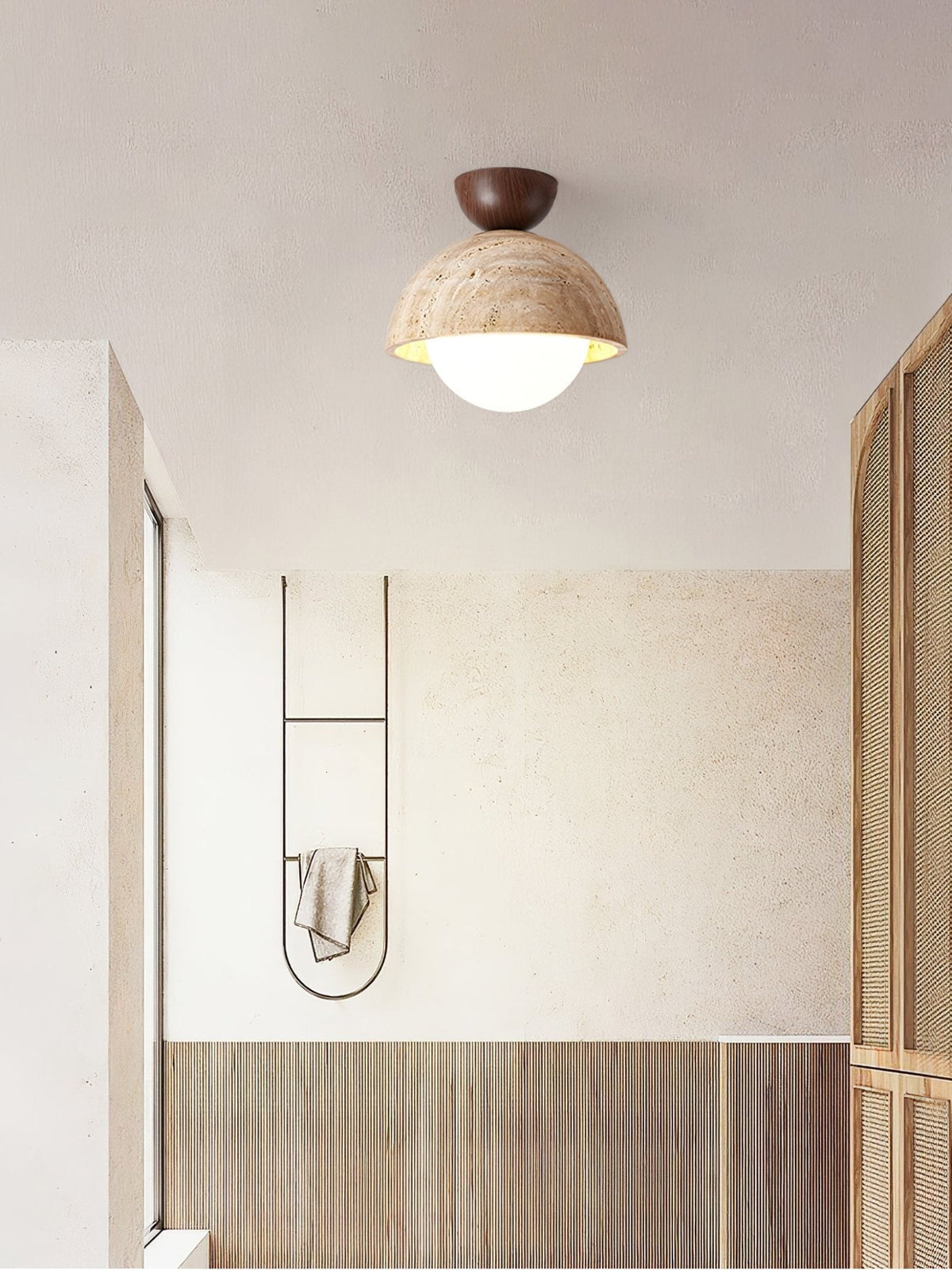 Serireon plafondlamp van geel travertin