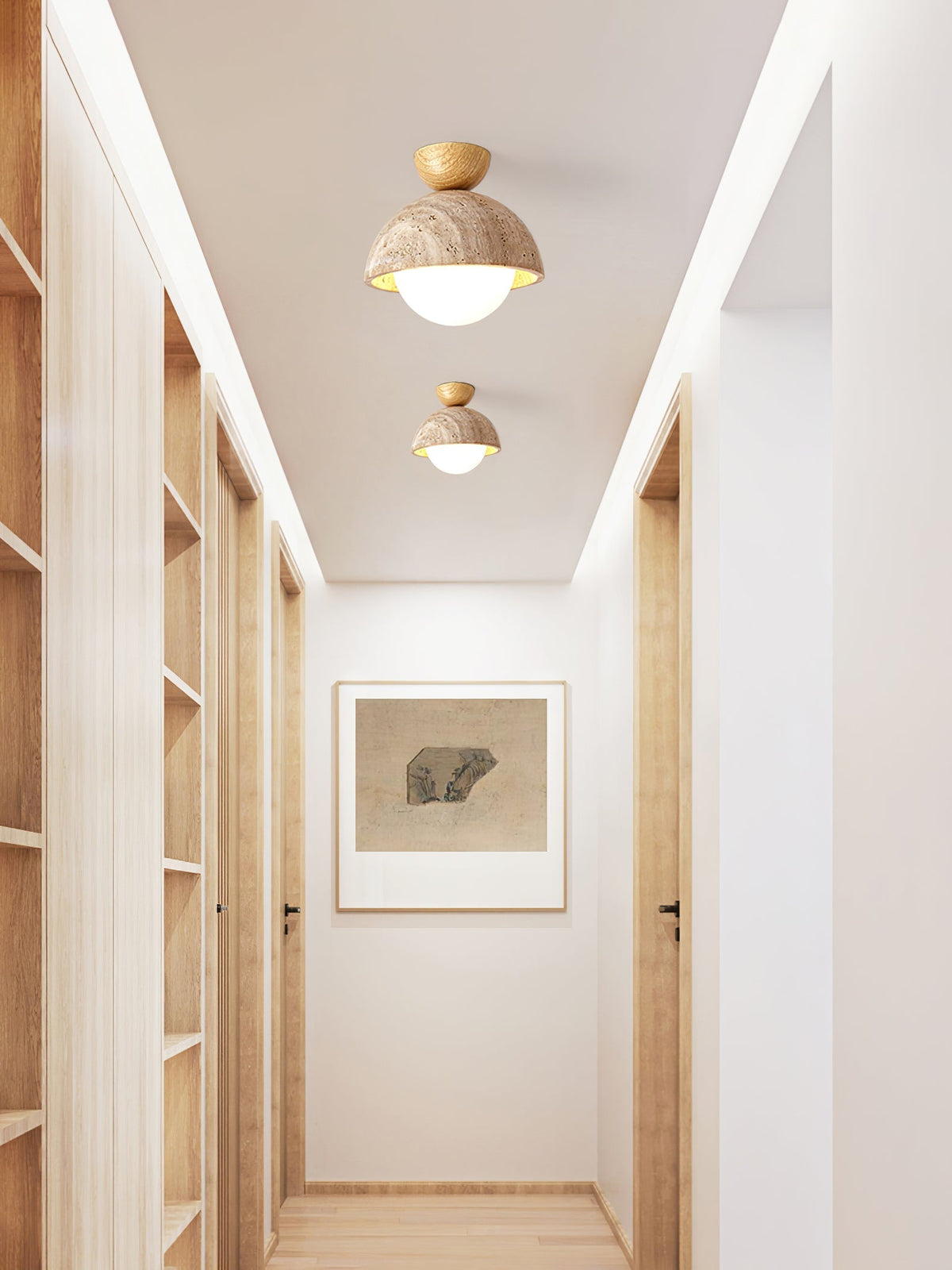 Serireon plafondlamp van geel travertin