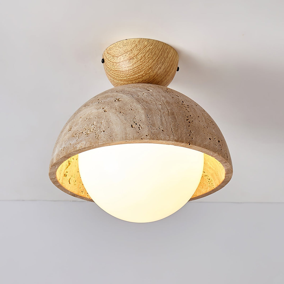 Serireon plafondlamp van geel travertin